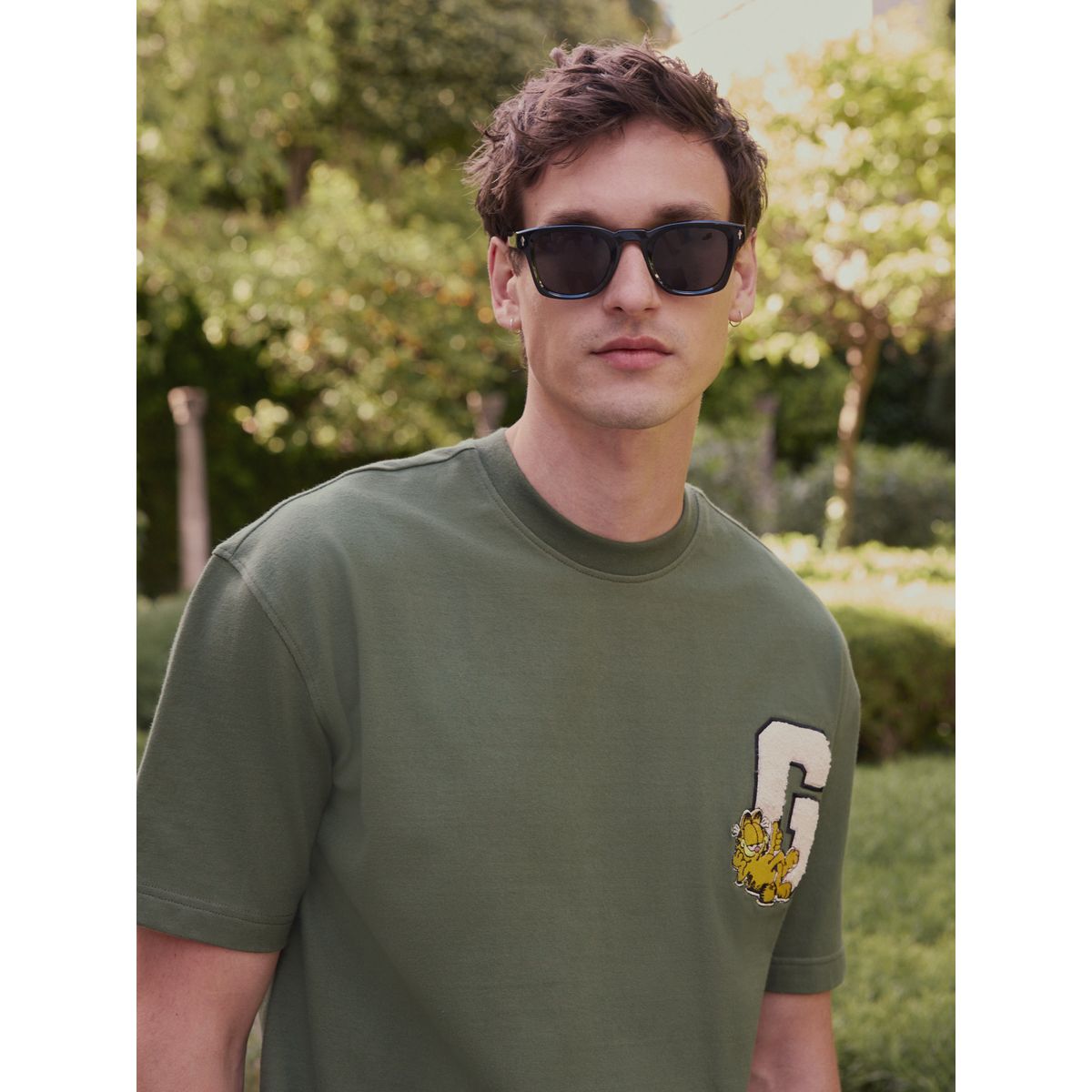 T-shirt standard style universitaire garfield vert, NEXT