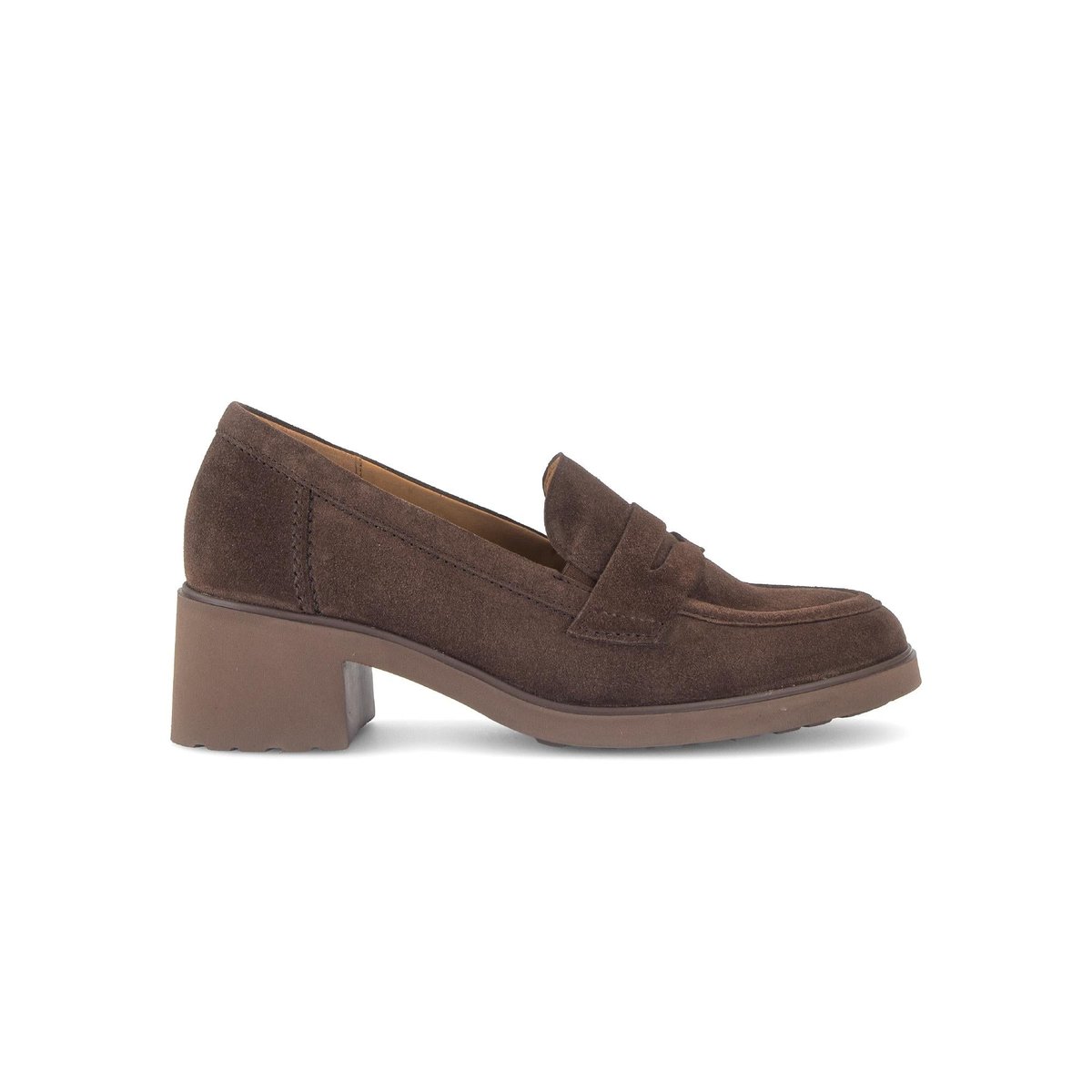 Mocassins en cuir à talon décroché marron velours, GABOR