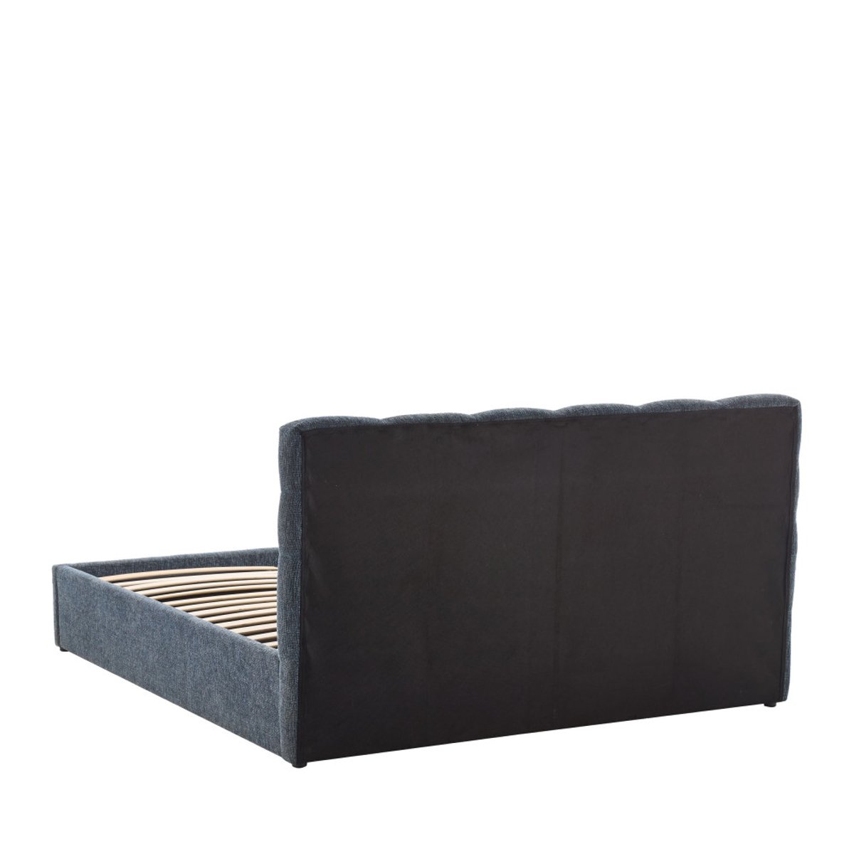 Lit coffre matelassé en tissu 140x190cm- ACARA bleu chiné, DRAWER