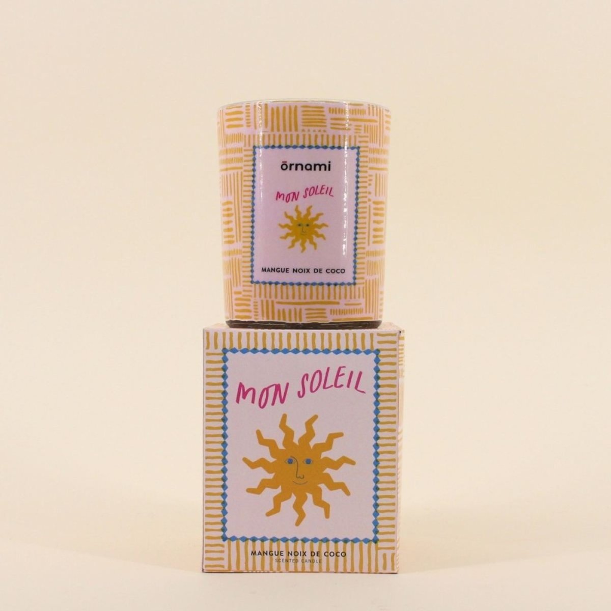 Bougie parfumée 510g "Mon soleil", boite cadeau jaune, ORNAMI