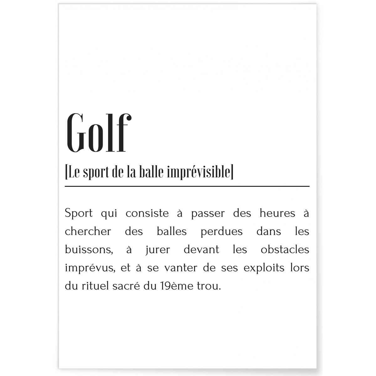 Affiche Définition Golf blanc, L'AFFICHERIE