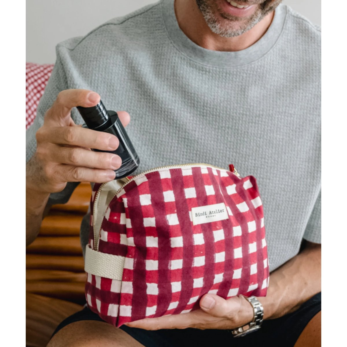 Trousse de toilette homme - Tara Ciel rouge bordeaux, BINDI ATELIER