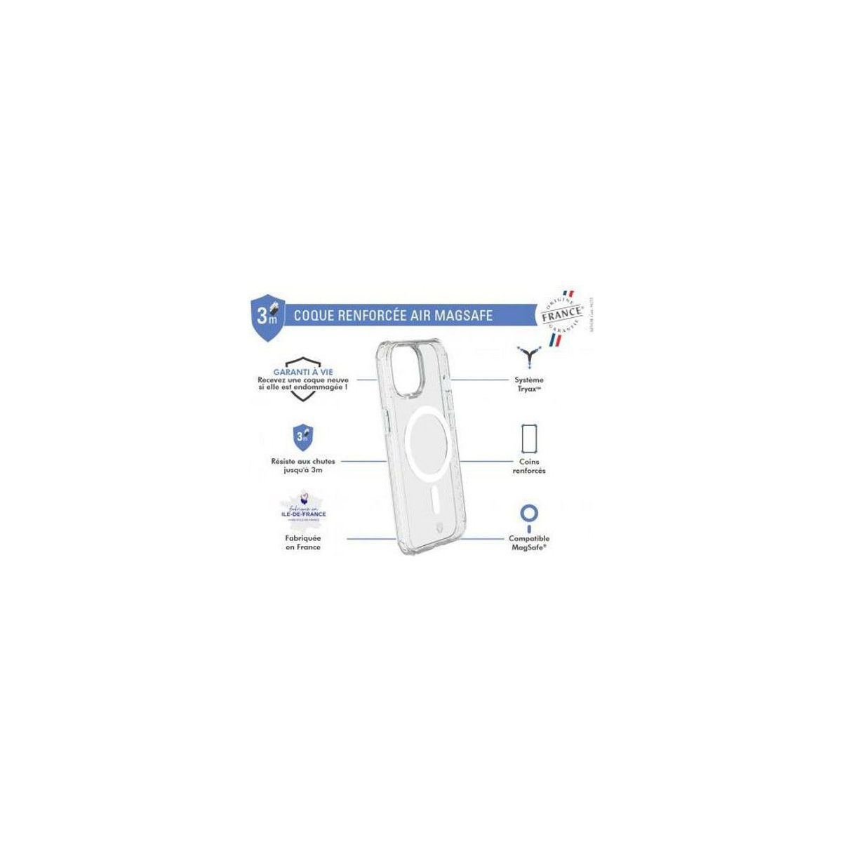 Coque iPhone 15 MagSafe transparente couleur unique, FORCE CASE