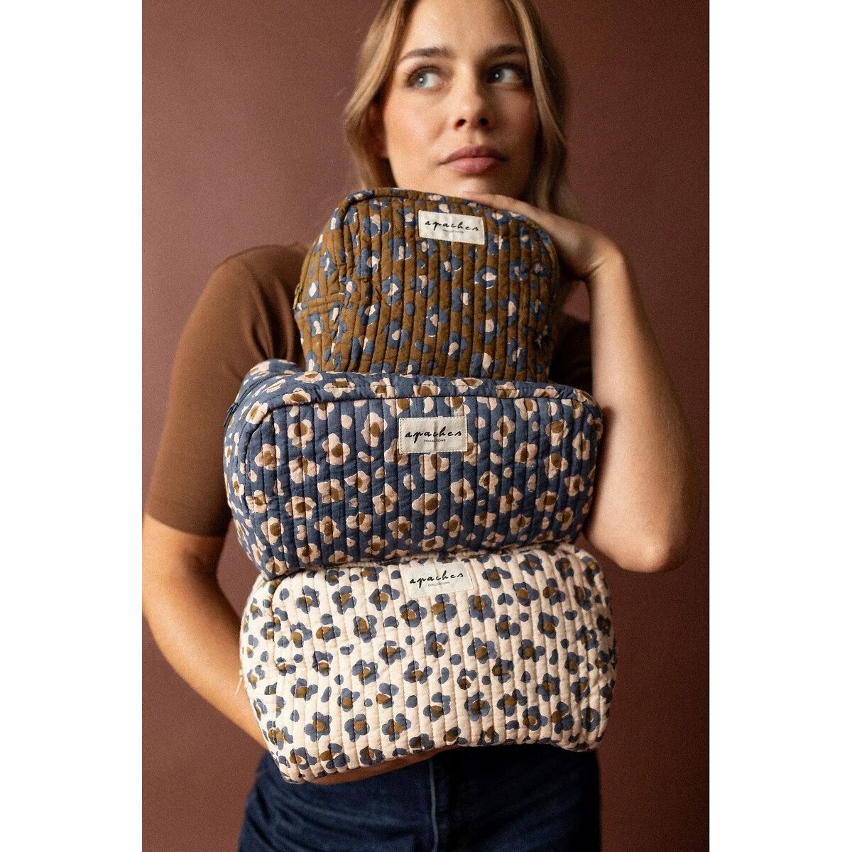 Trousse grande con stampa leopardata, GAYANE leopardo tinta unita, APACHES COLLECTIONS