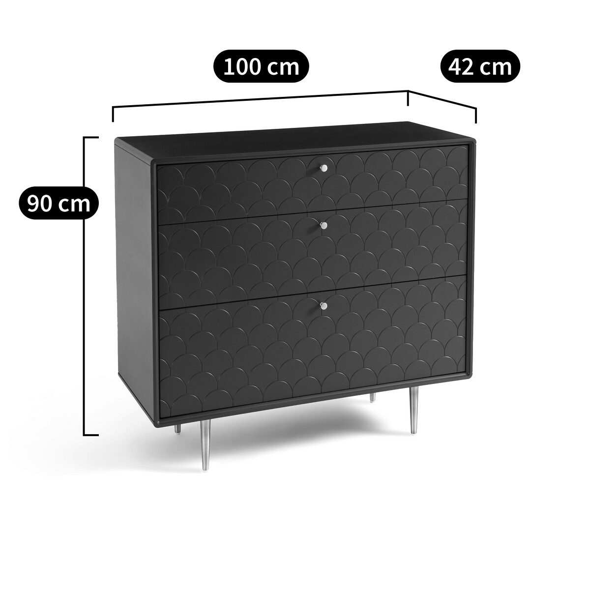 Commode 3 tiroirs, Luxore bleu de prusse, LA REDOUTE INTERIEURS
