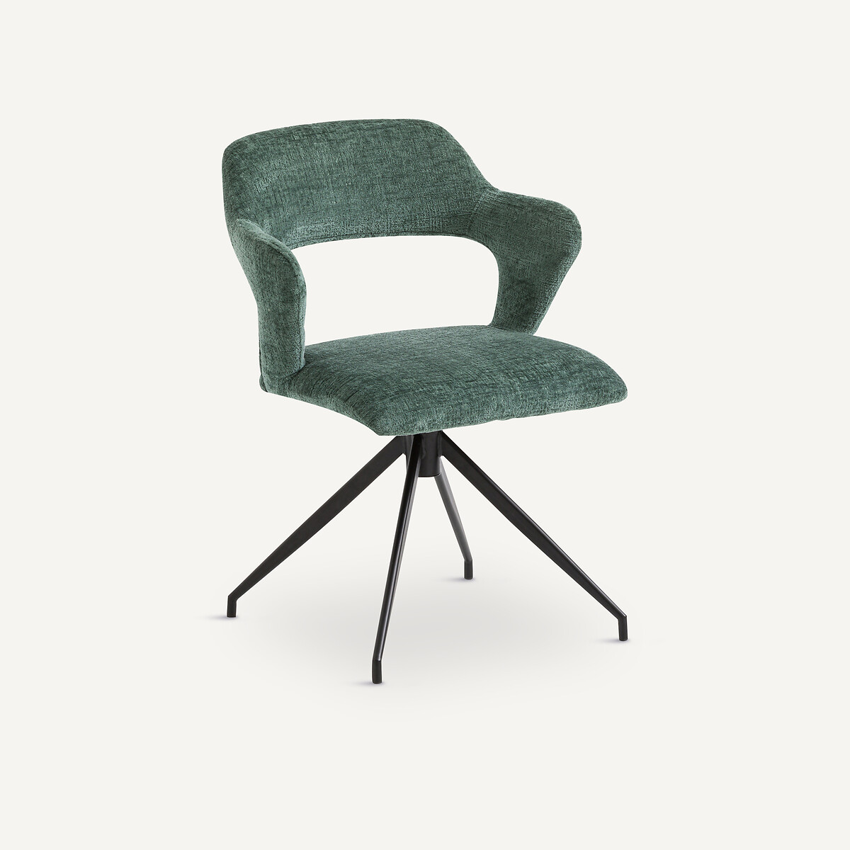Fauteuil de table pivotant chenille flammée, Asyar vert cèdre, AM.PM