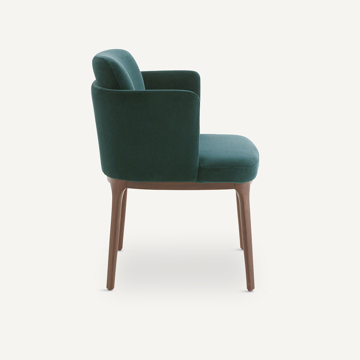 Poltrona da tavolo con gambe in noce e velluto Jabote verde inglesi, AM.PM