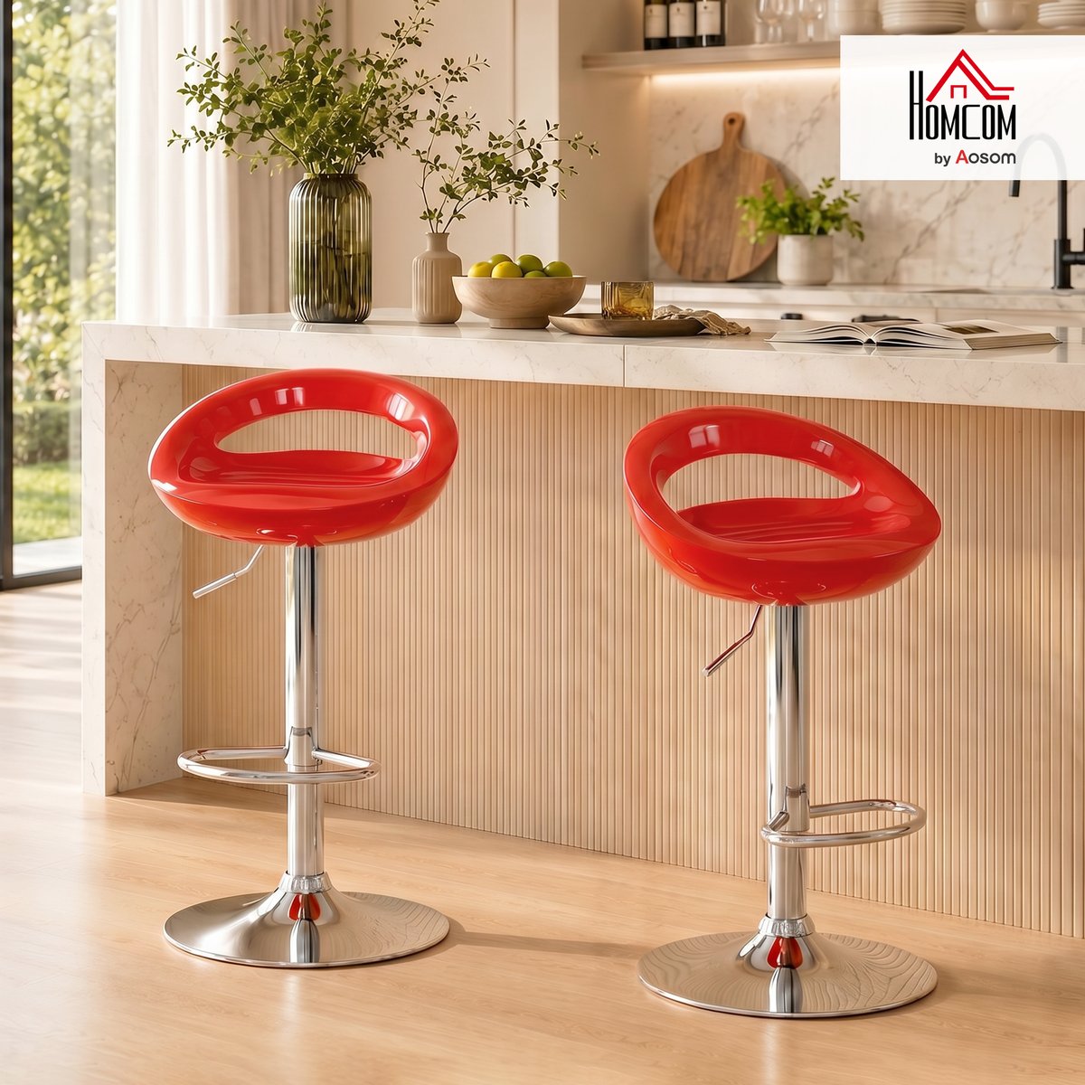 Tabouret de bar ABS Rouge rouge, HOMCOM