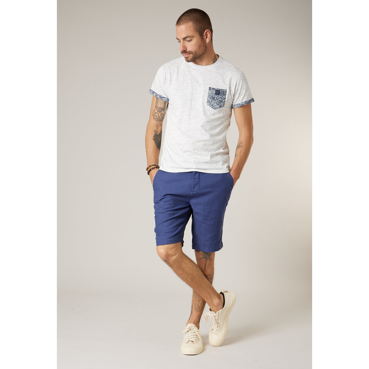 Bermuda régular homme en coton MIDORI indigo blue, DEELUXE