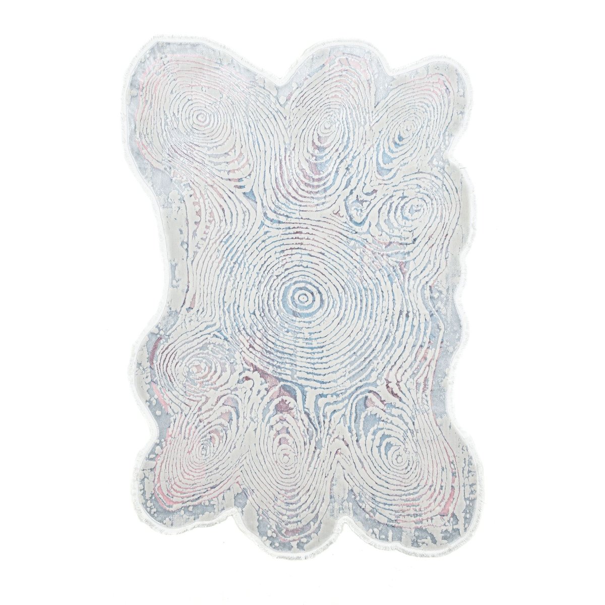 Tapis tissé à la machine en polyester bleu, THEKO