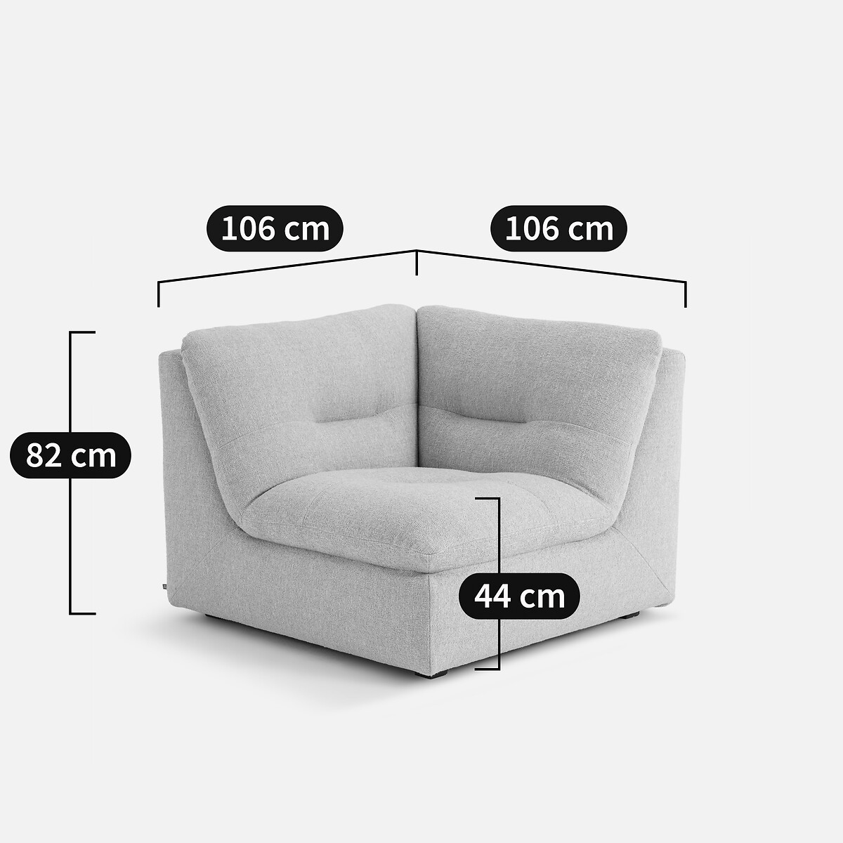 Angle 90° modulable, en bouclette, GIULIANO craie, AM.PM