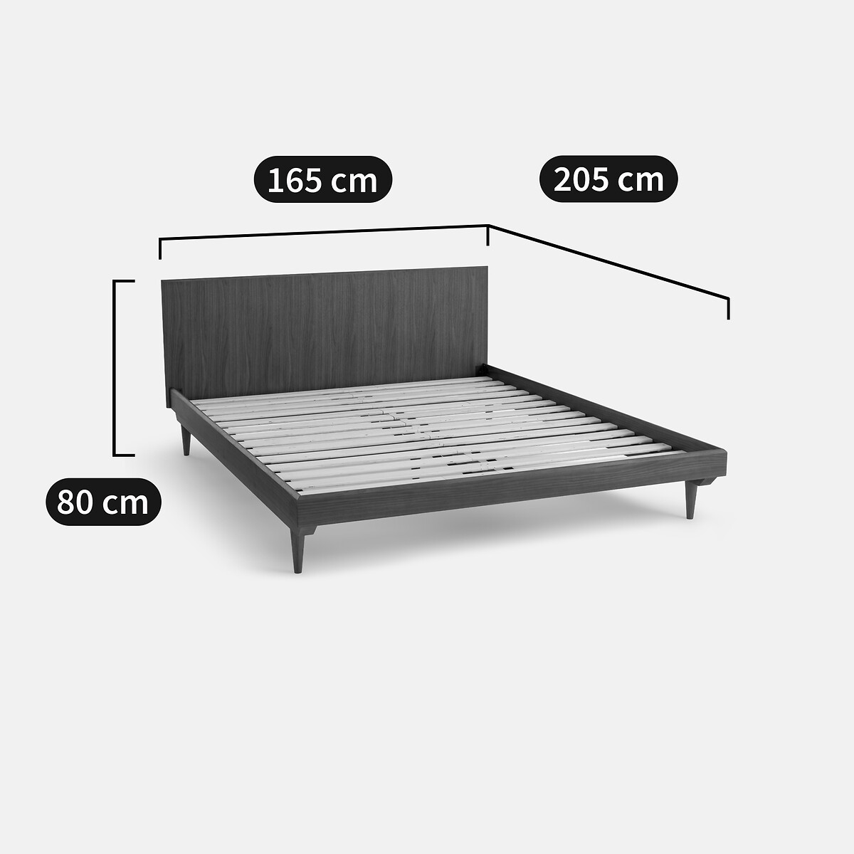 Bett + Bettkasten aus Walnussholz und Walnussfurnier, QUILDA nussholz, LA REDOUTE INTERIEURS