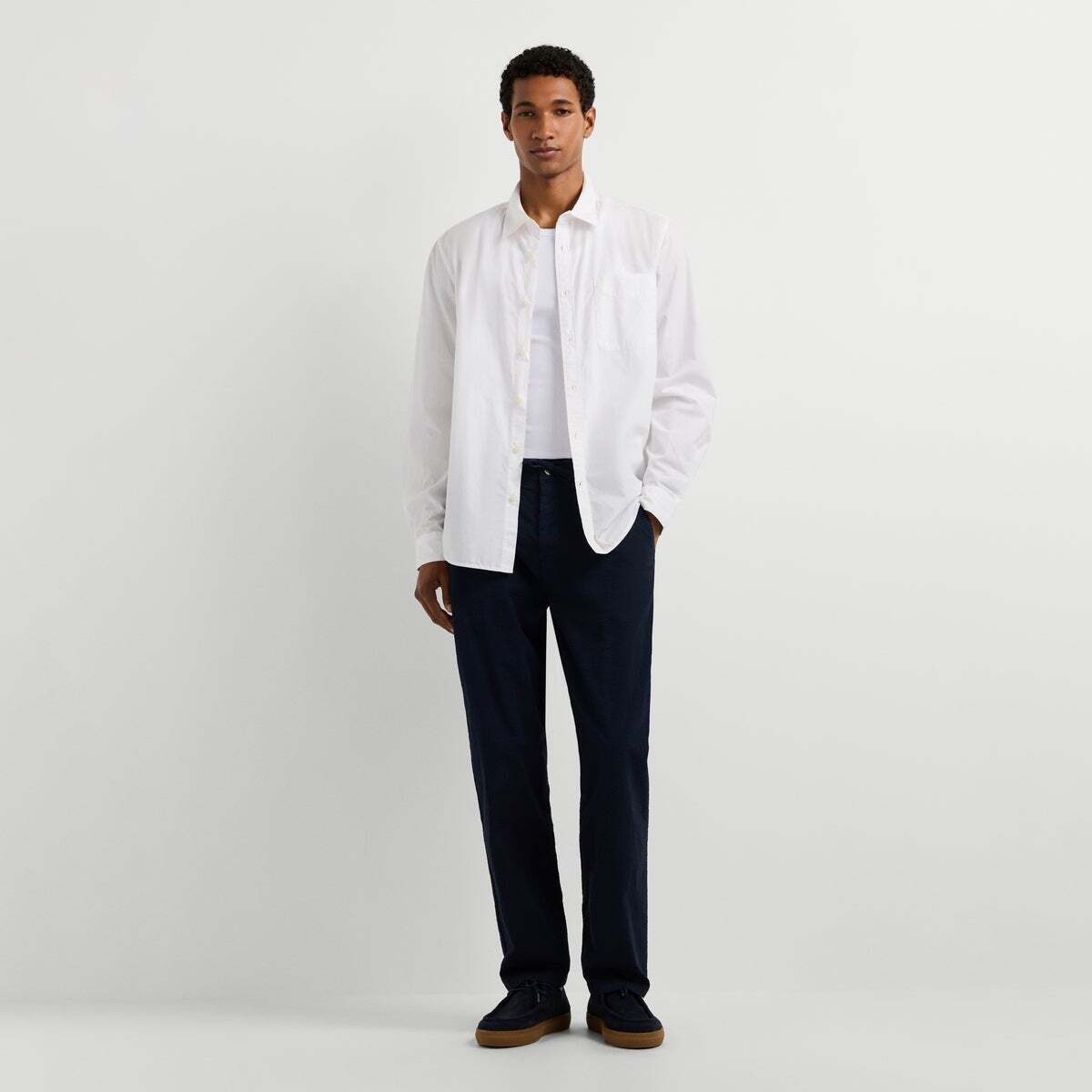 Pantalon Chino Seersucker Coupe Décontractée bleu mer profonde, PEPE JEANS