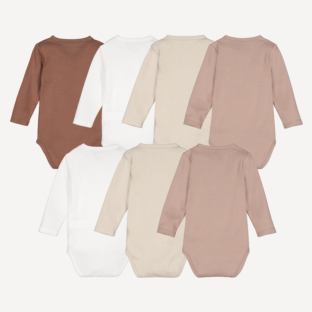 Lot de 7 bodies croisés manches longues, en coton, motifs animaux assortis, LA REDOUTE COLLECTIONS
