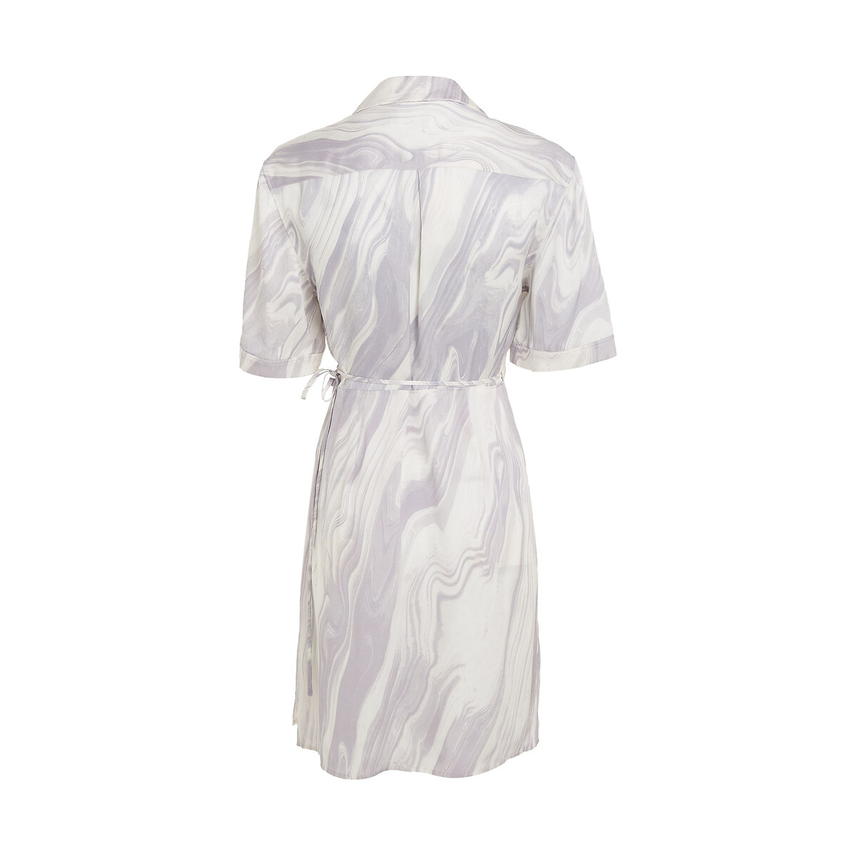 Wrapover Mini Dress with Short Sleeves mauve print, CALVIN KLEIN