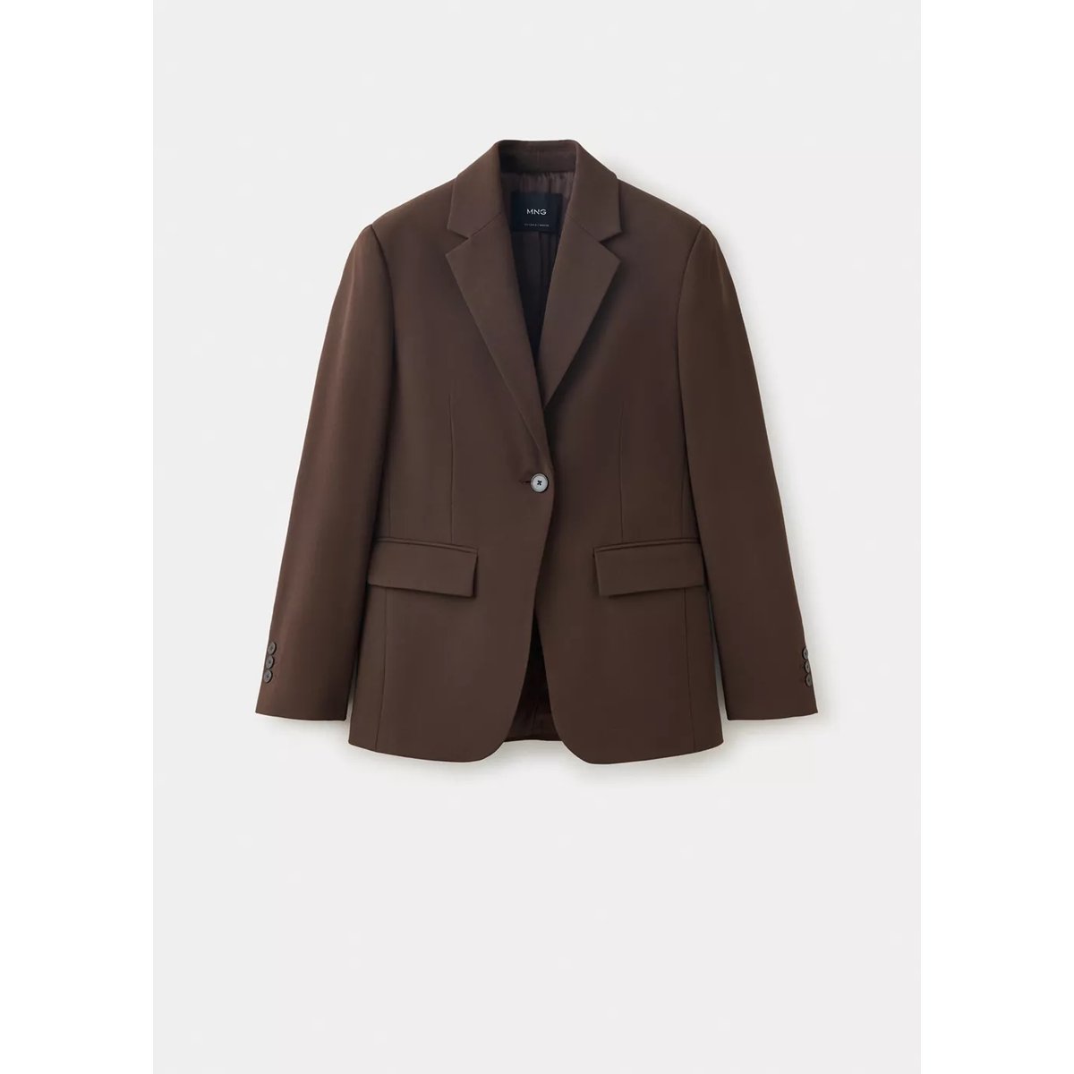 Blazer droit avec poches à rabat marron, MANGO
