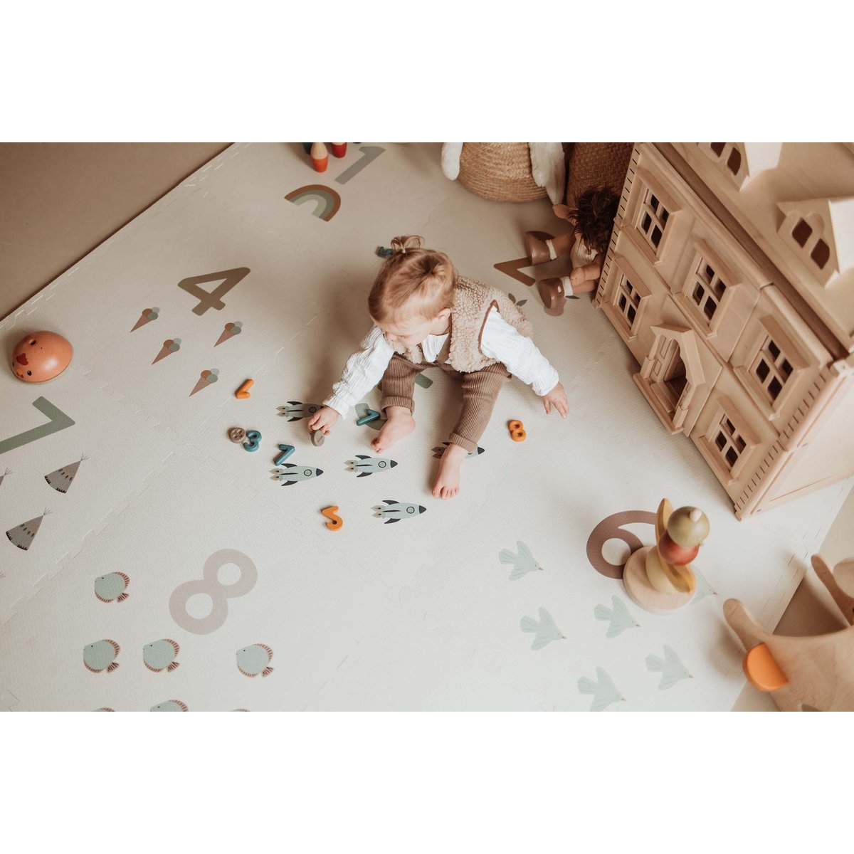 play&go - tapis puzzel, boîte de rangement & mini maison - numbers multicolor, PLAY ET GO