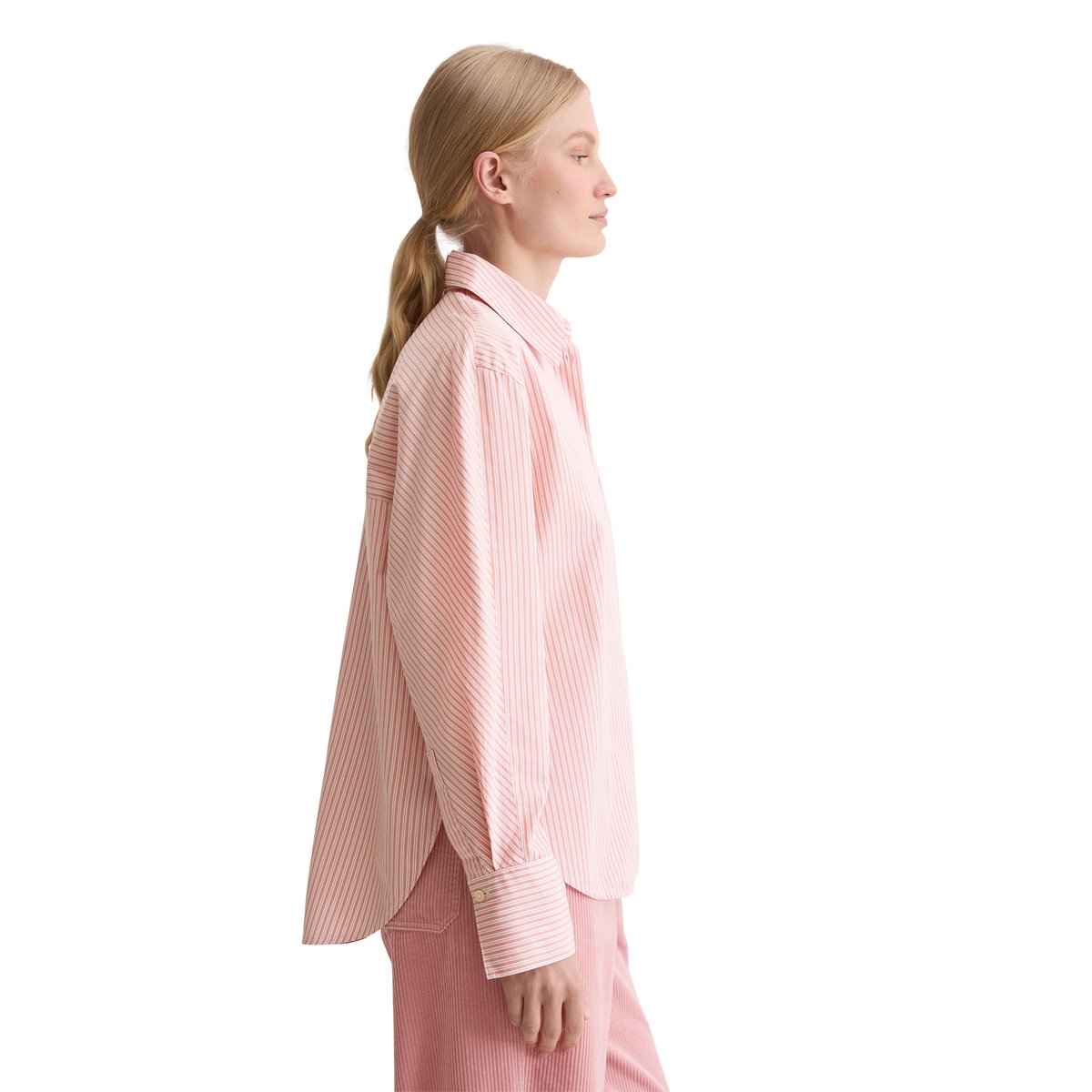 Blouse à rayures oversize en popeline de coton premium rose bonbon, MARC O'POLO