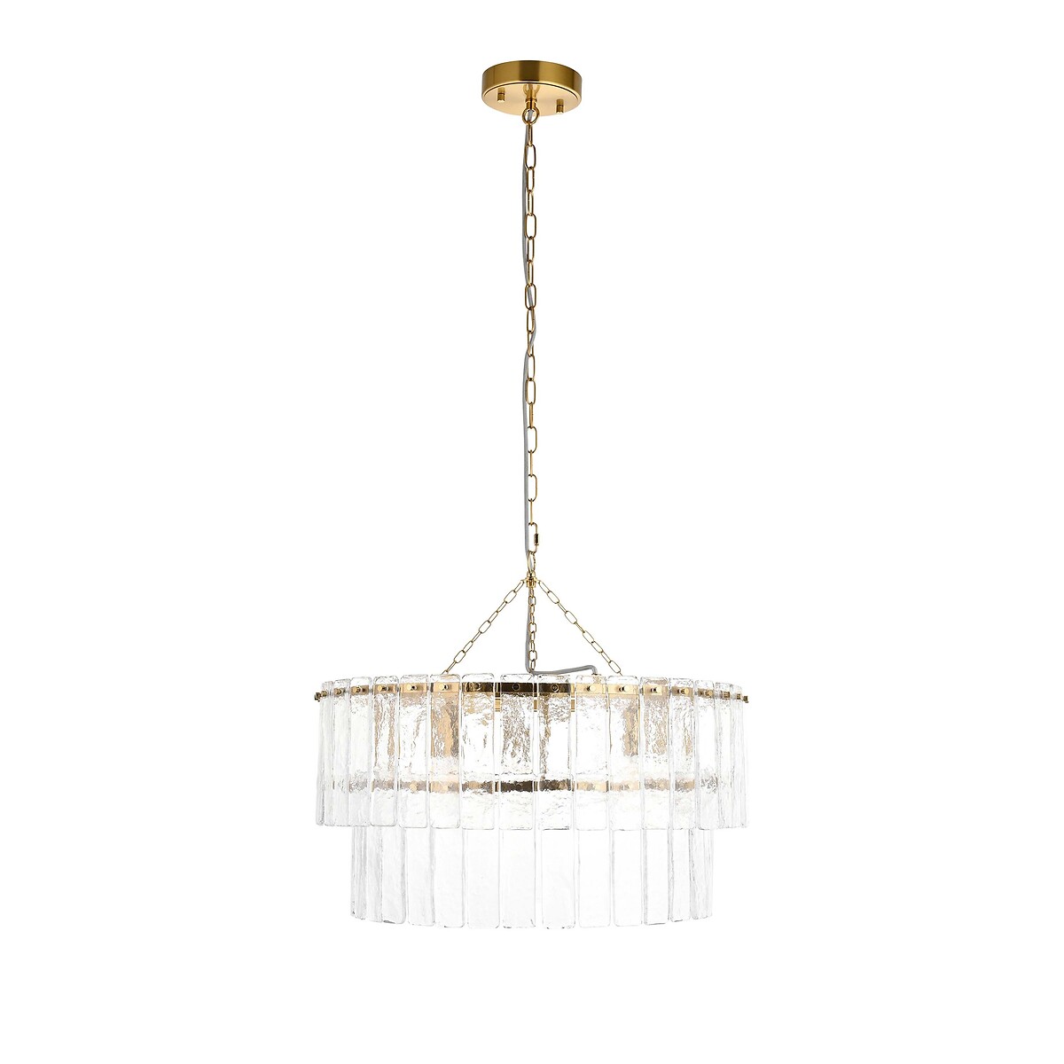 Karter 5-Light Tiered Textured Glass Pendant Light brass, ÉDITÉ