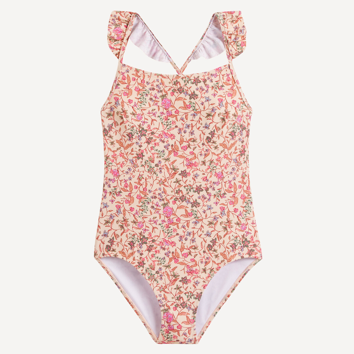 Badpak met bloemenprint bedrukt ecru, LA REDOUTE COLLECTIONS