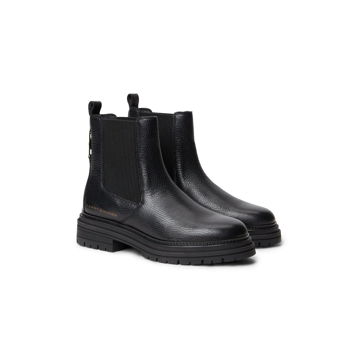 Botas Chelsea de piel granulada negro, TOMMY HILFIGER