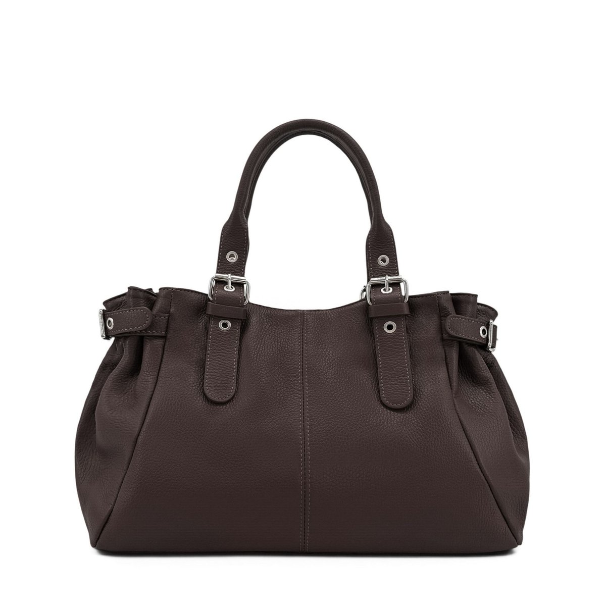 Sac bowling en cuir grainé URBAN PRINCESS SILVER chocolat, OH MY BAG