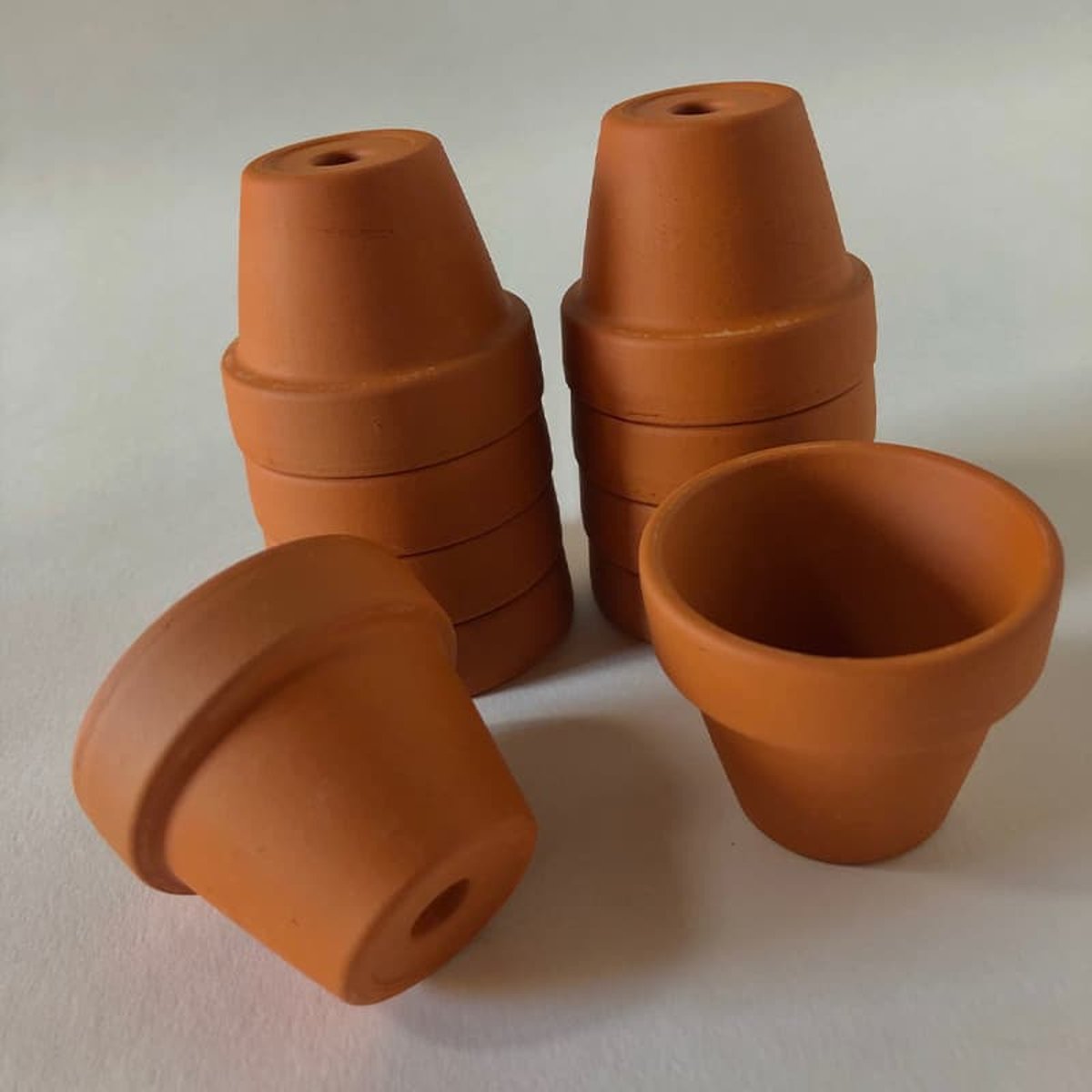 Lot de 10 mini-pots Terre cuite H. 4 cm couleur unique, PRET A JARDINER