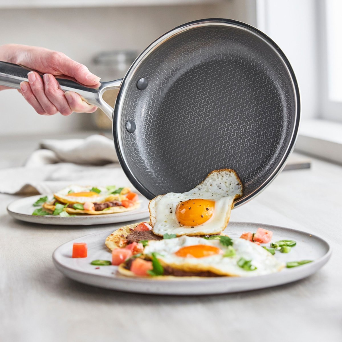 Poêle 24 cm inox triply hybride revêtement céramique-Apex argent / métallique, GREENPAN