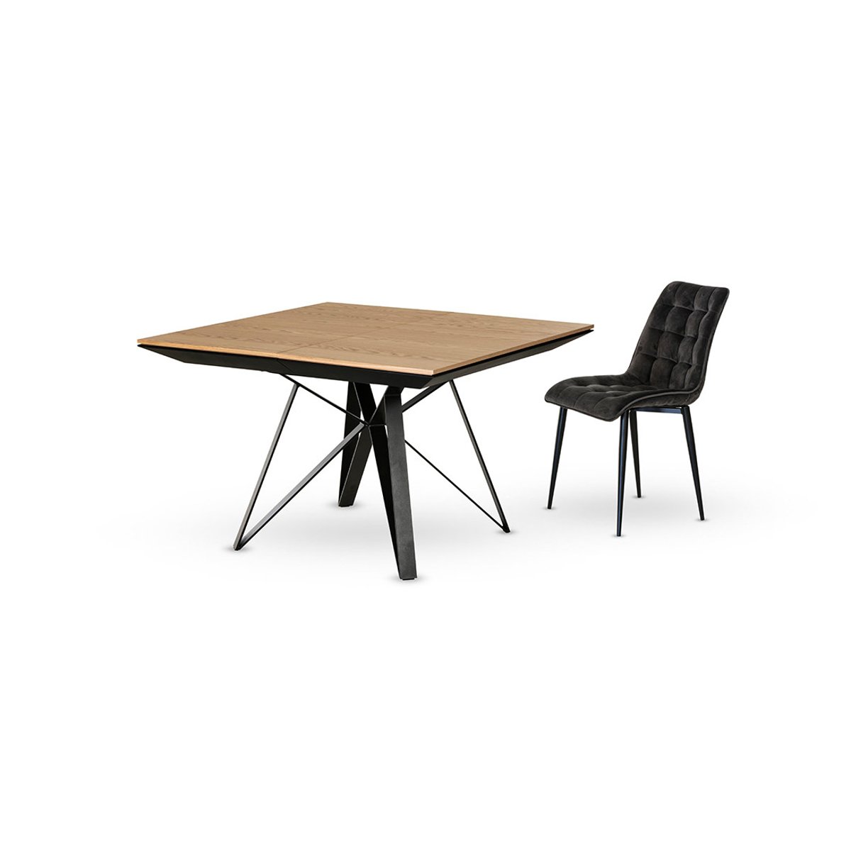 Table à manger 120x120 cm - BELIZE noir / bois, BEST MOBILIER