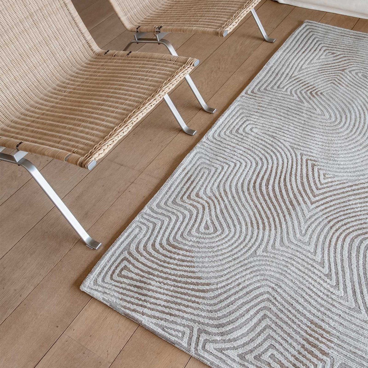 Tapis intérieur/extérieur tissé plat WHITE HORIZON gris, NOVATREND