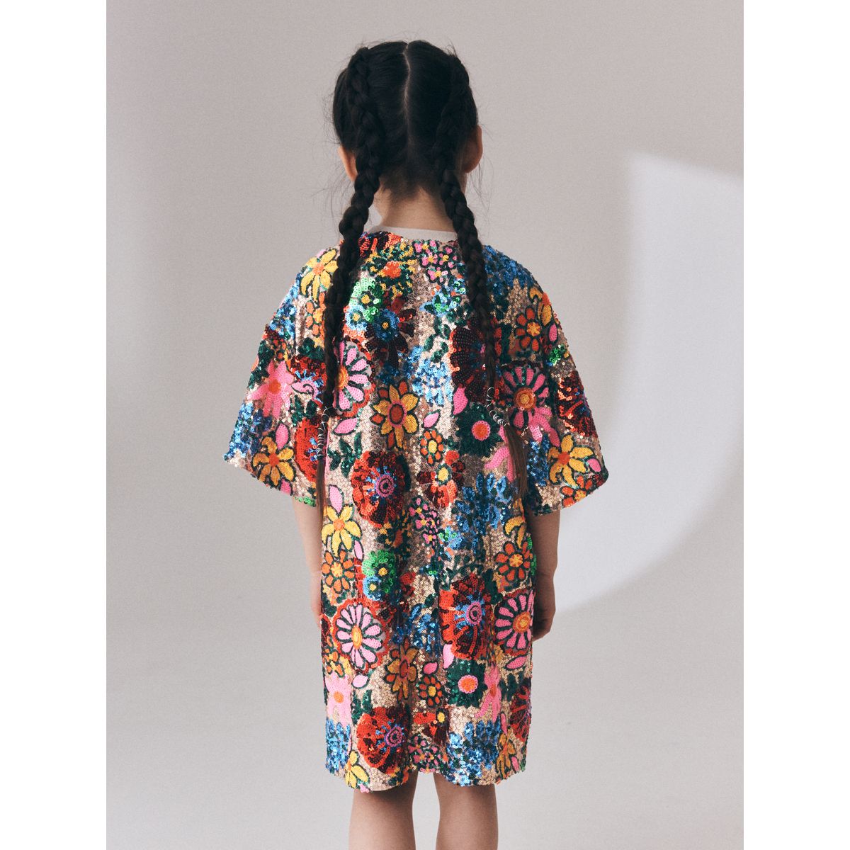 Robe t-shirt à sequins et fleurs multi rose, NEXT