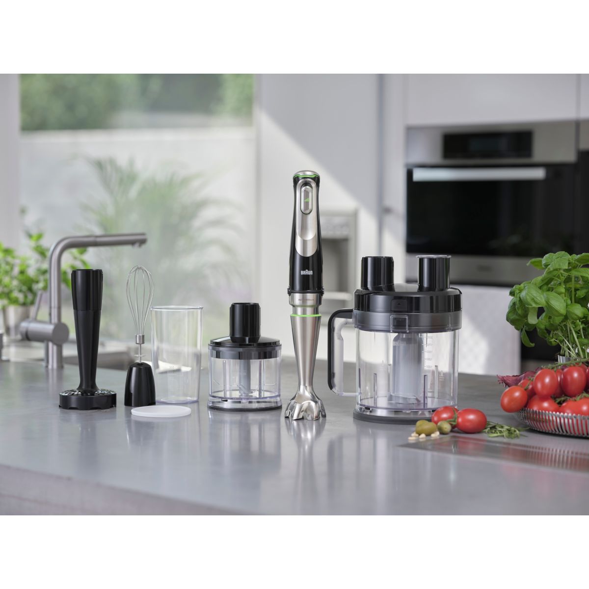 Mixeur MQ9187XLI MultiQuick 9 noir et gris 8 accessoires noir / inox, BRAUN