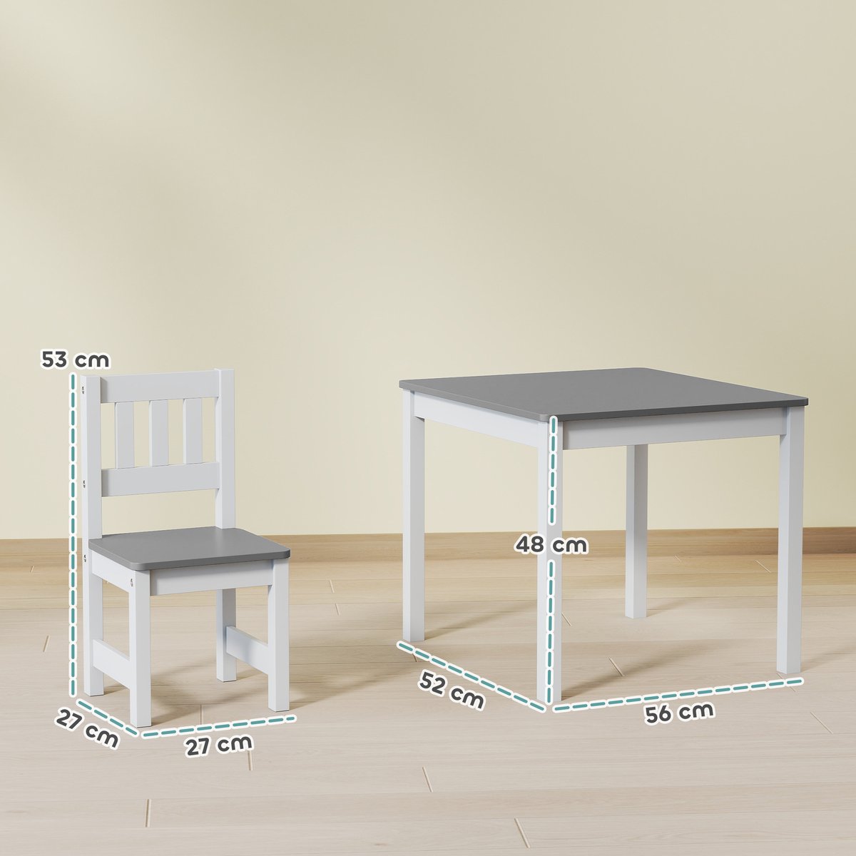 Ensemble table et chaises pour enfants MDF gris, AIYAPLAY