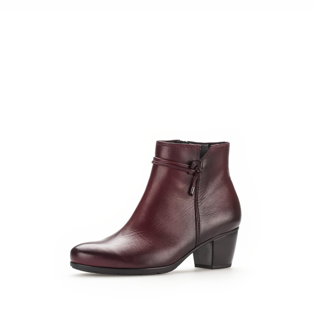 Bottines en cuir lisse à talon décroché block bordeaux, GABOR