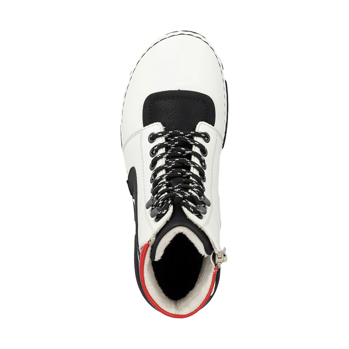 Bottines écrues à talon compensé bas avec des lacets et un zip latéral écrues, RIEKER