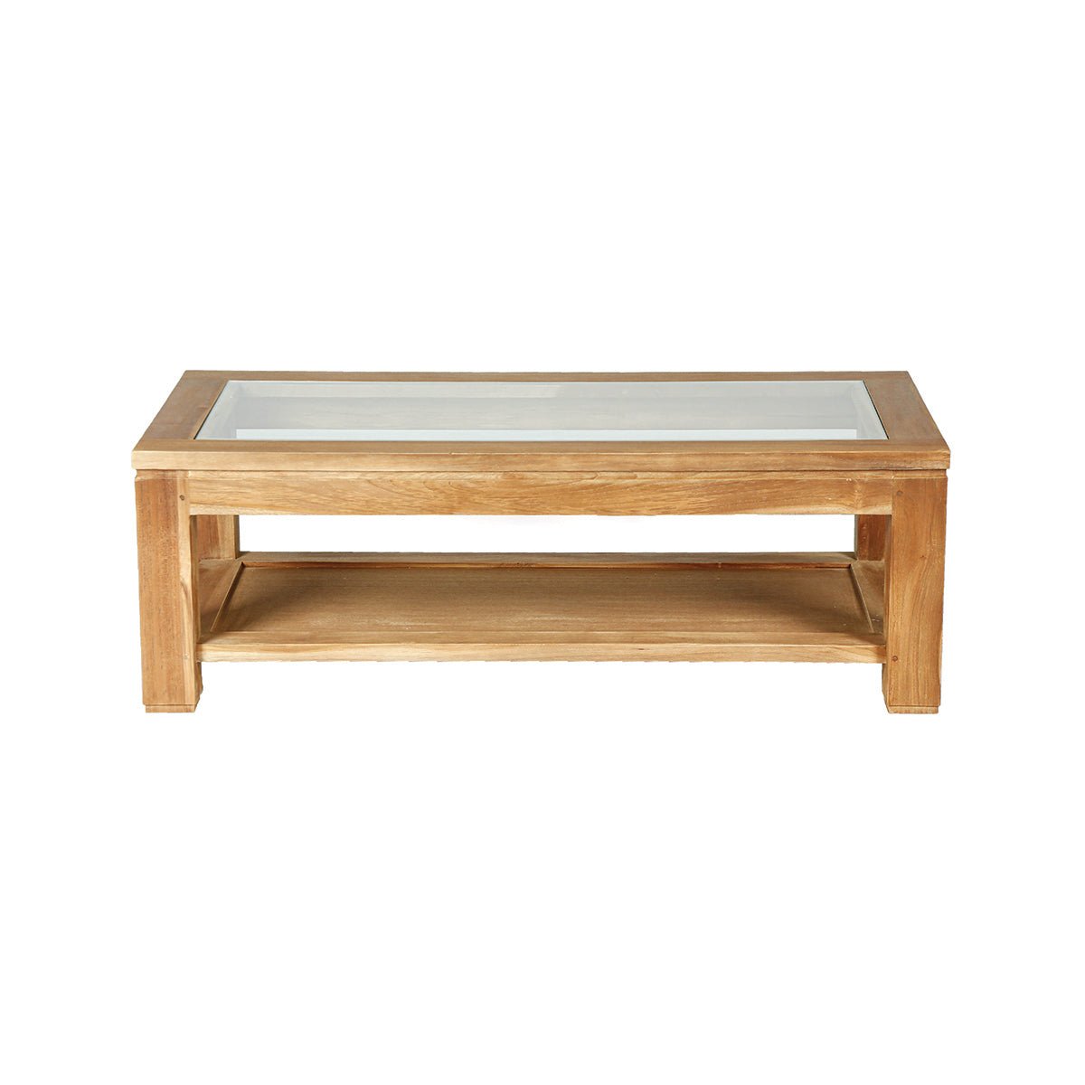 Table basse en teck massif 120 cm double plateau BOSTON naturel, BERAH GETAH
