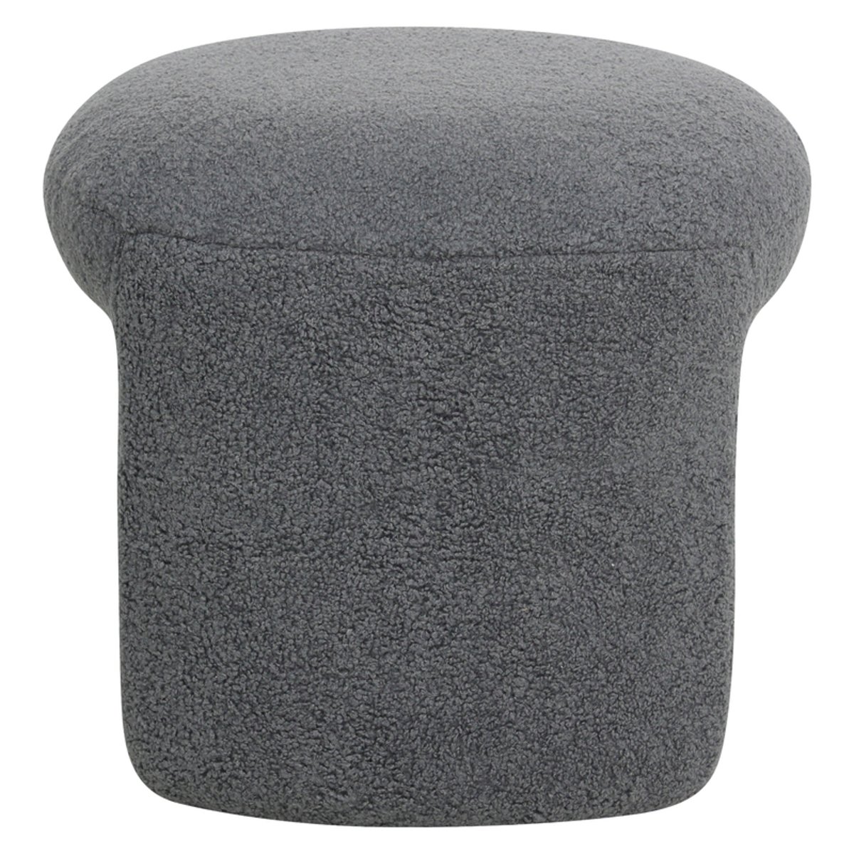 Pouf tissu effet laine bouclette gris bleu, ZAGO