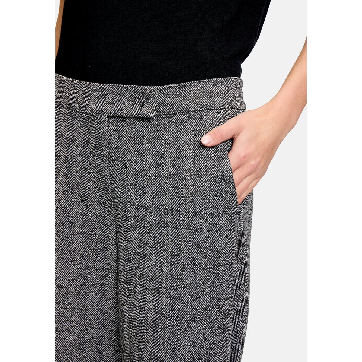 Pantalon en toile à fils de fil textile noir/gris, BETTY & CO