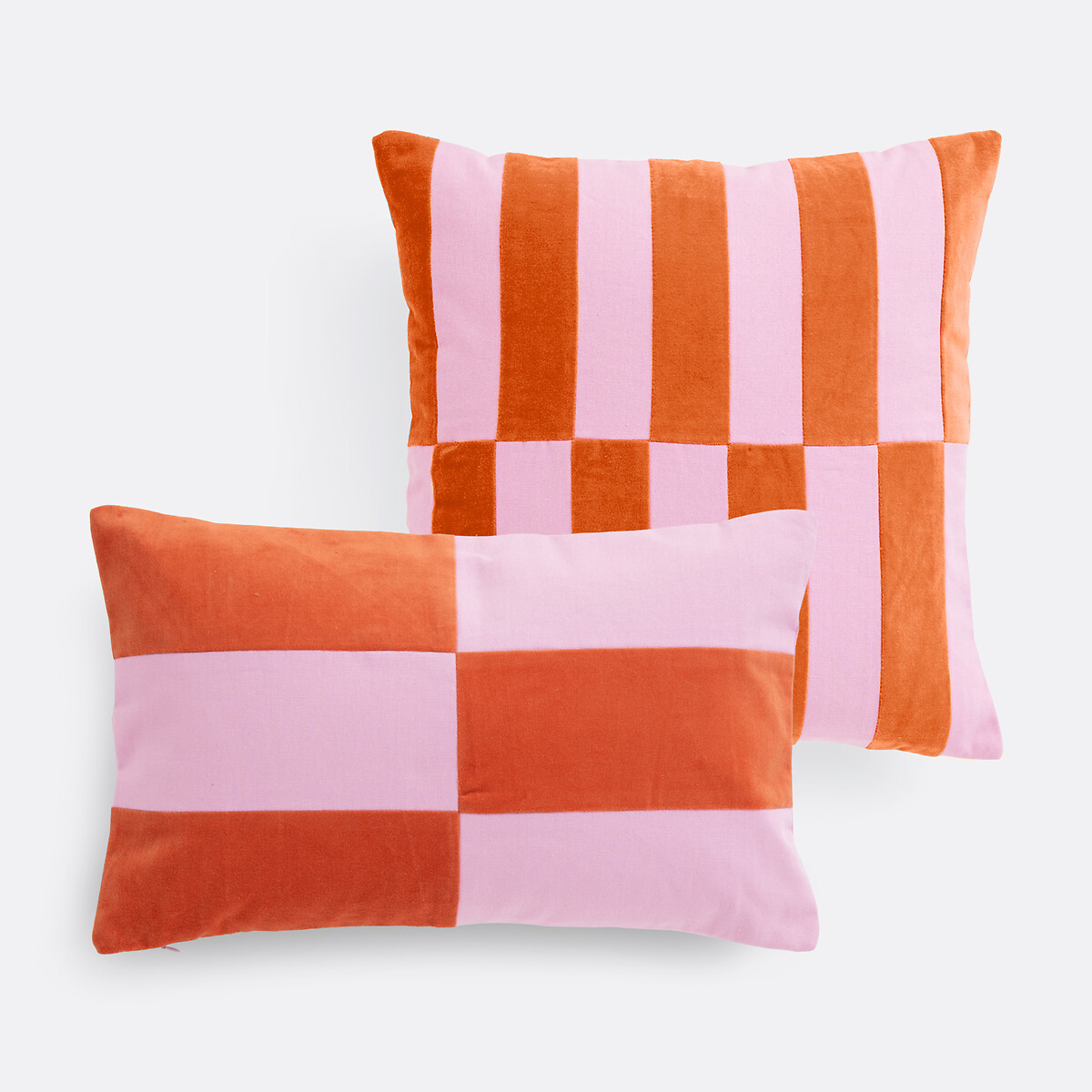 Housse de coussin en velours, TABAKA orange/rose, LA REDOUTE INTERIEURS