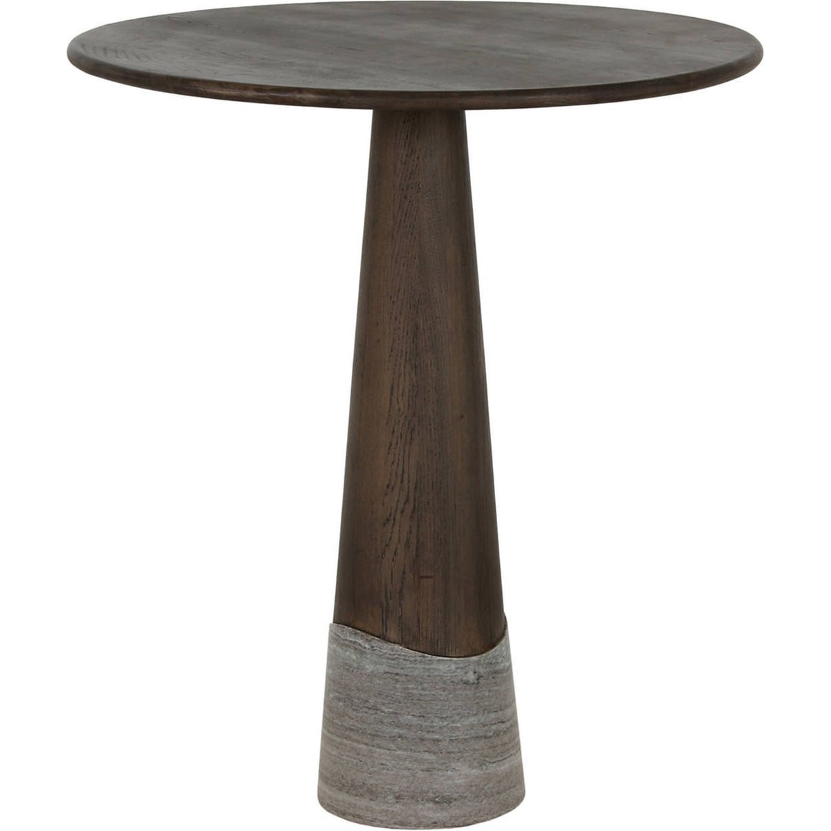Table haute ronde chêne et marbre HARPER chêne fumé charbon et marbre gris, RECOLLECTION
