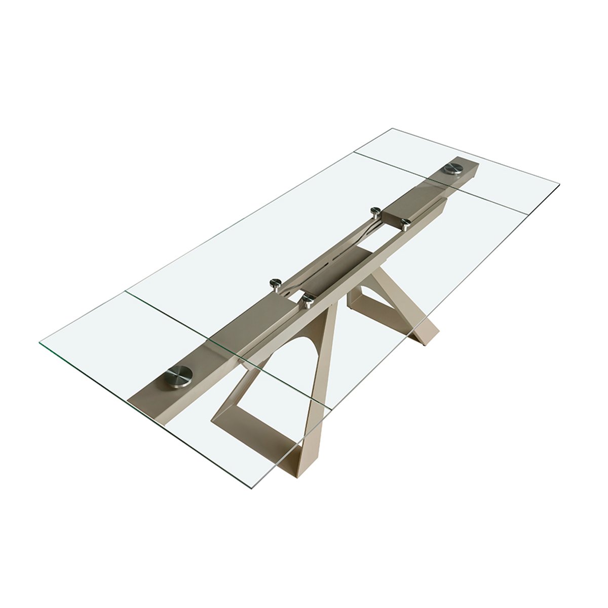 Table à manger rectangulaire verre trempé crystal | gris taupe, ANGEL CERDA