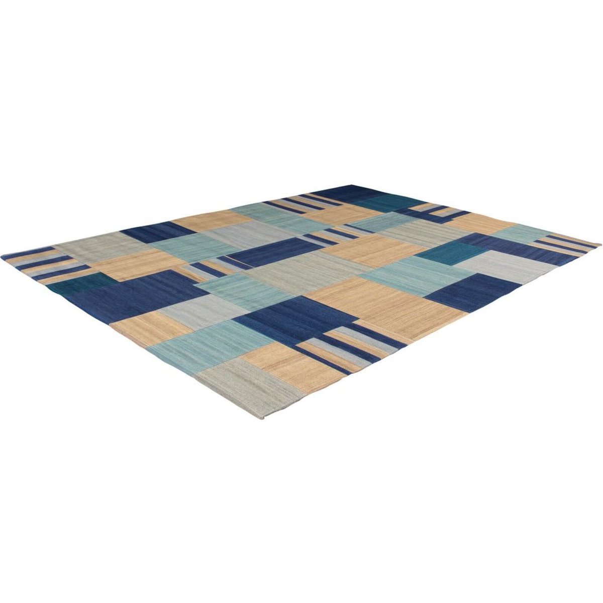 Tapis en coton fait main, RADICAL bleu, multicolore, ARTE ESPINA