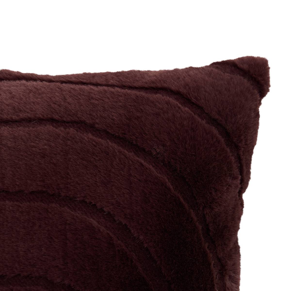 Coussin carré en imitation fourrure ARKA marron tonka, ATMOSPHERA