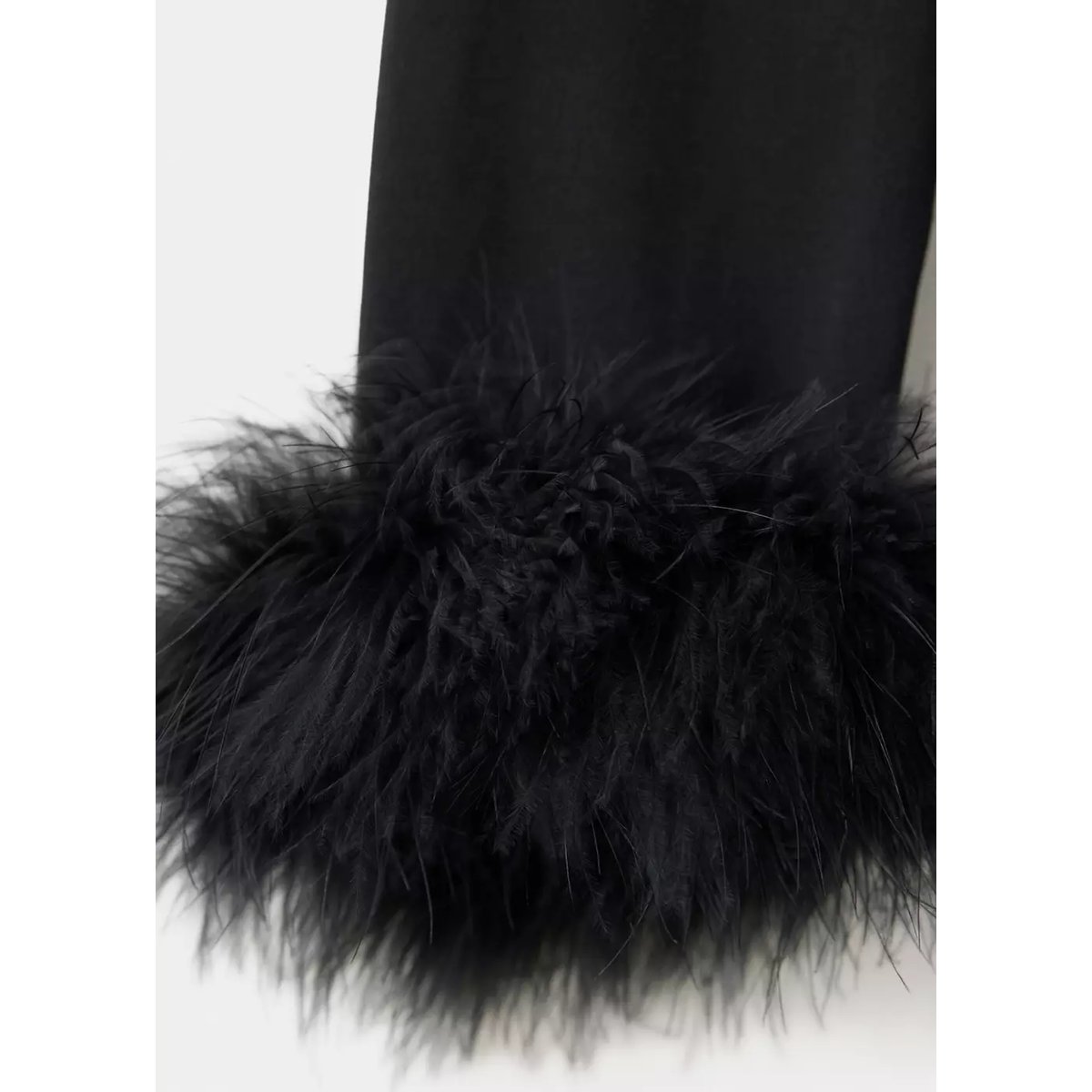 Robe midi à poignets ornés de plumes noir, MANGO