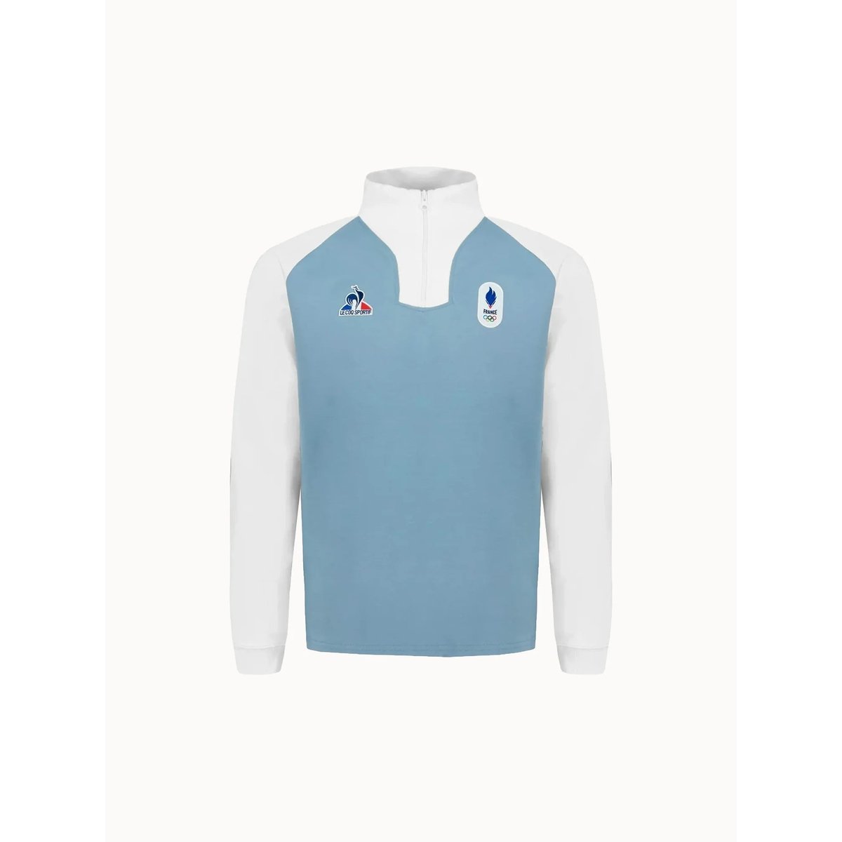 Polo col zippé Équipe de France Olympique 2026 Jeux Olympiques EQUIPE DE FRANCE ashley blue/marshmallow, LE COQ SPORTIF
