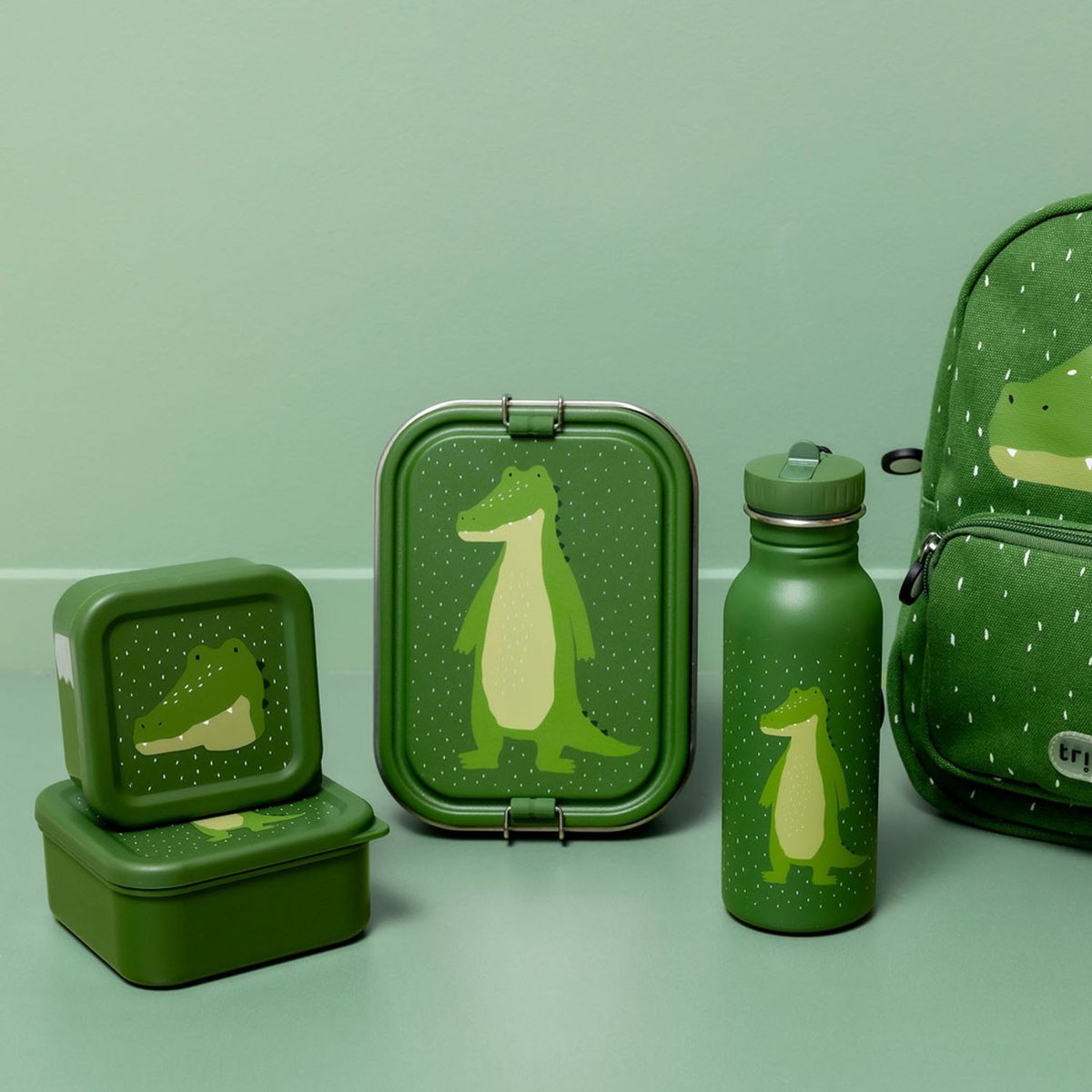 Lot de 3 boîtes à goûter vert, blanc, noir, TRIXIE