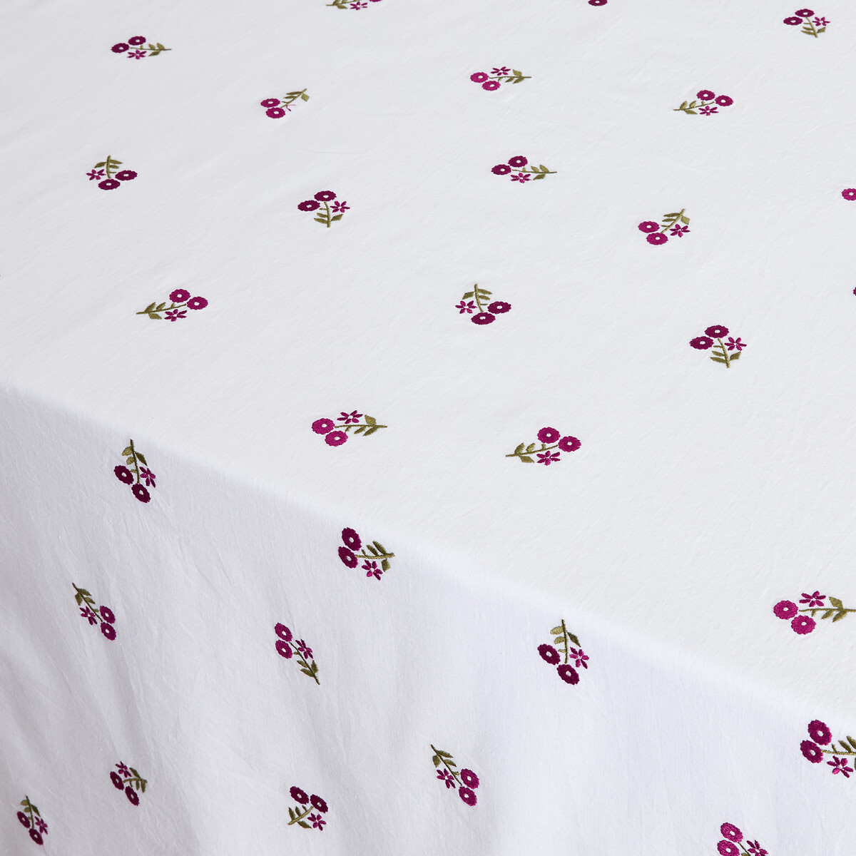 Nappe brodée, en coton et lin, ROSETTA blanc, LA REDOUTE INTERIEURS