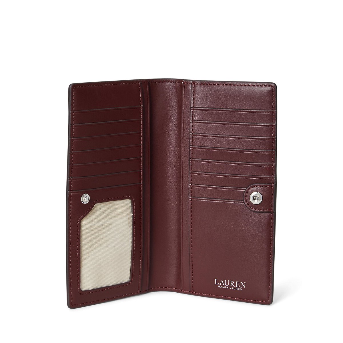 Portefeuille en cuir bordeaux, LAUREN RALPH LAUREN