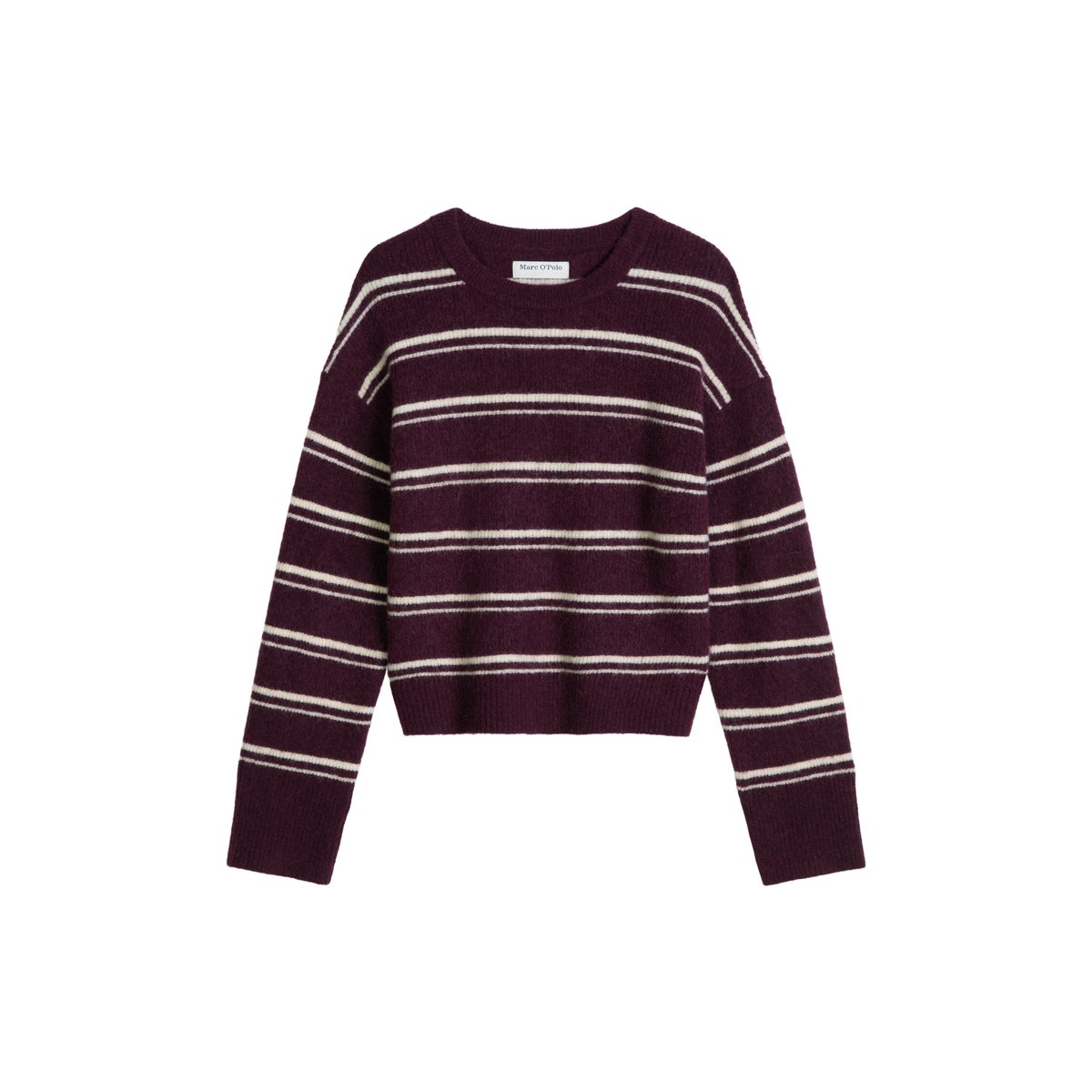 Pull en maille rayé, coupe décontractée en un mélange douillet de laine d'alpaga marron, MARC O’POLO DENIM