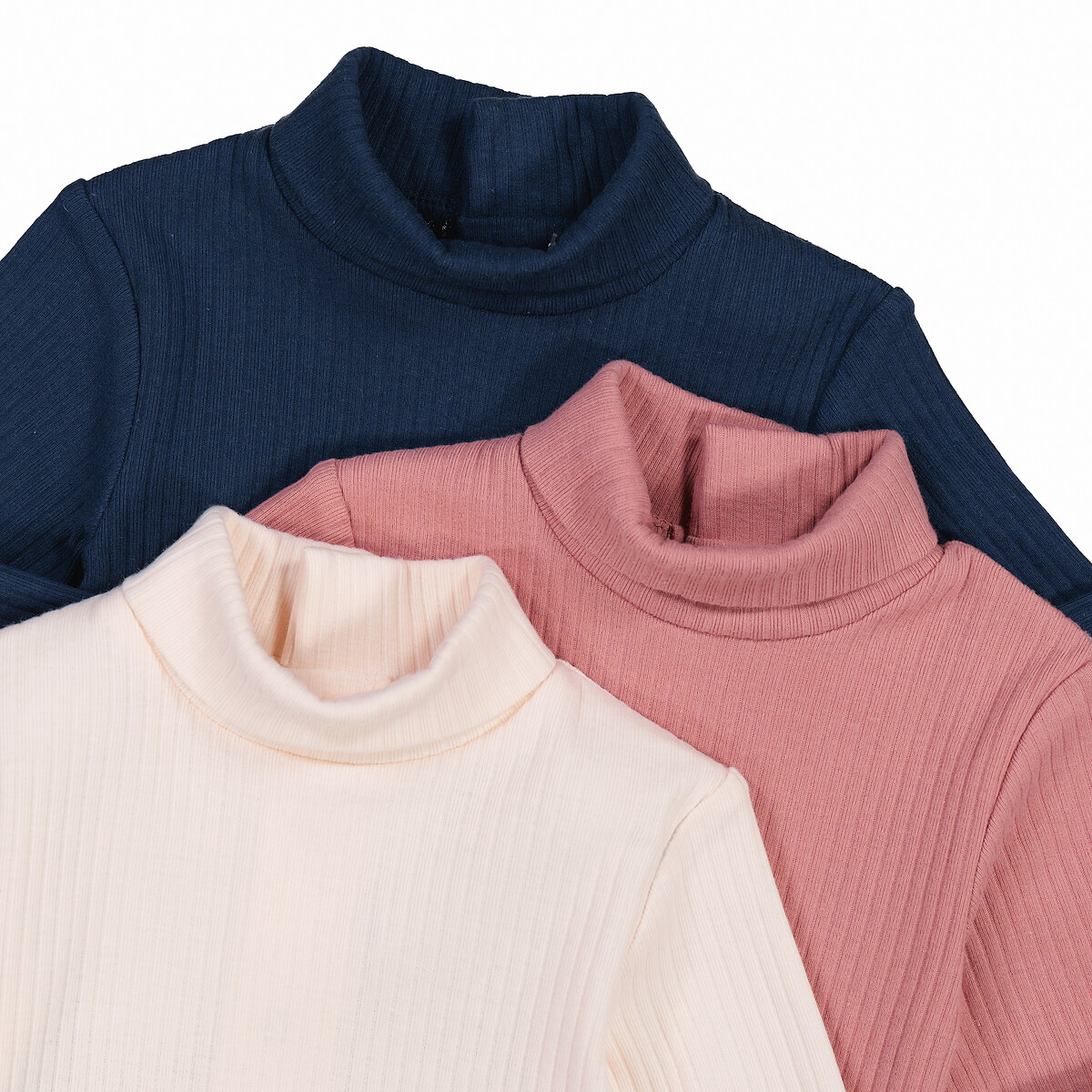 Set van 3 rompertjes met rolkraag en lange mouwen gemengd, LA REDOUTE COLLECTIONS